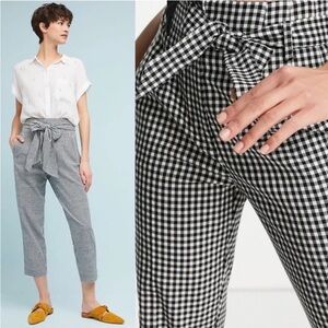 JOIE Gingham Paper Bag Trouser Size‎ 12 Straight Leg High Rise Office Career